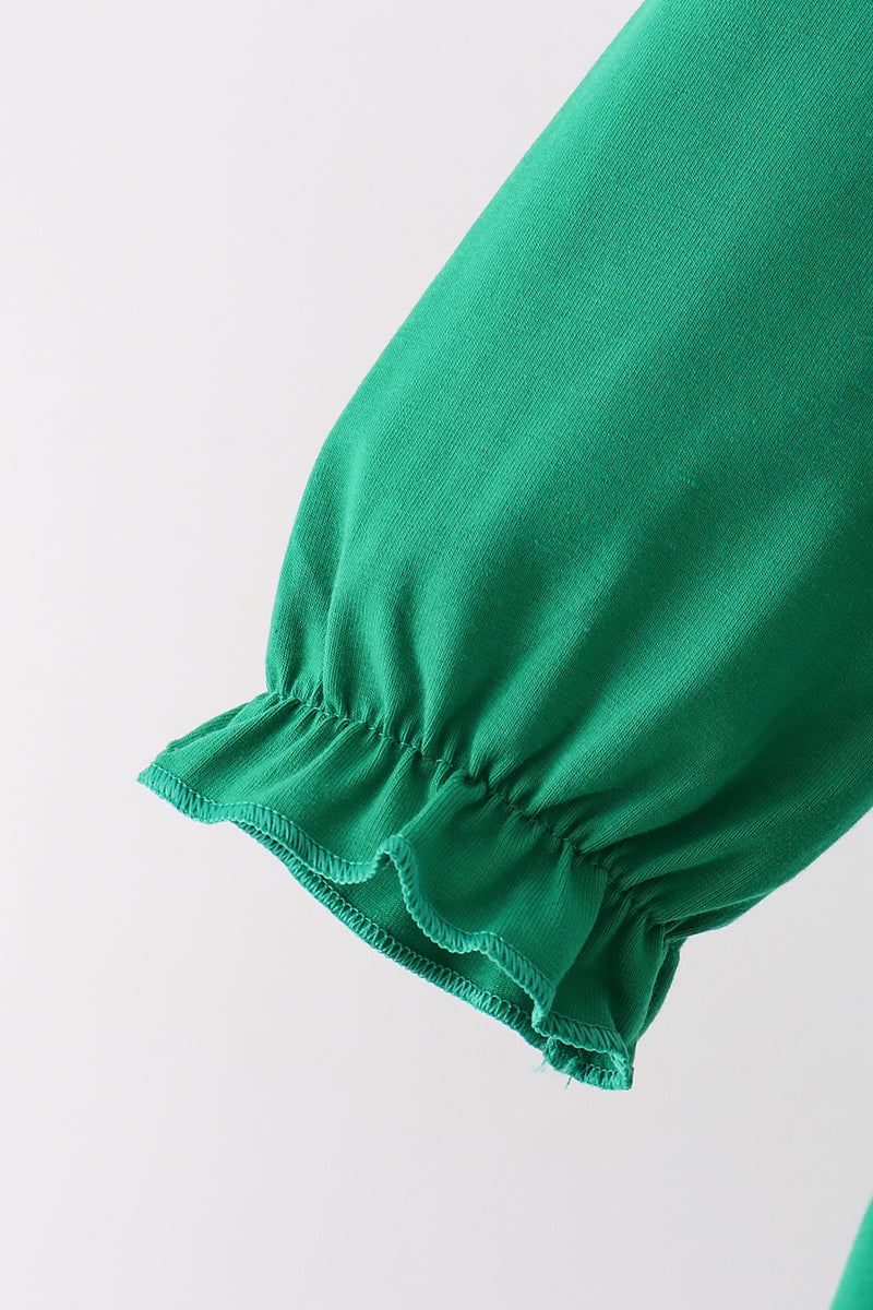 Green Reindeer French Knot Dress