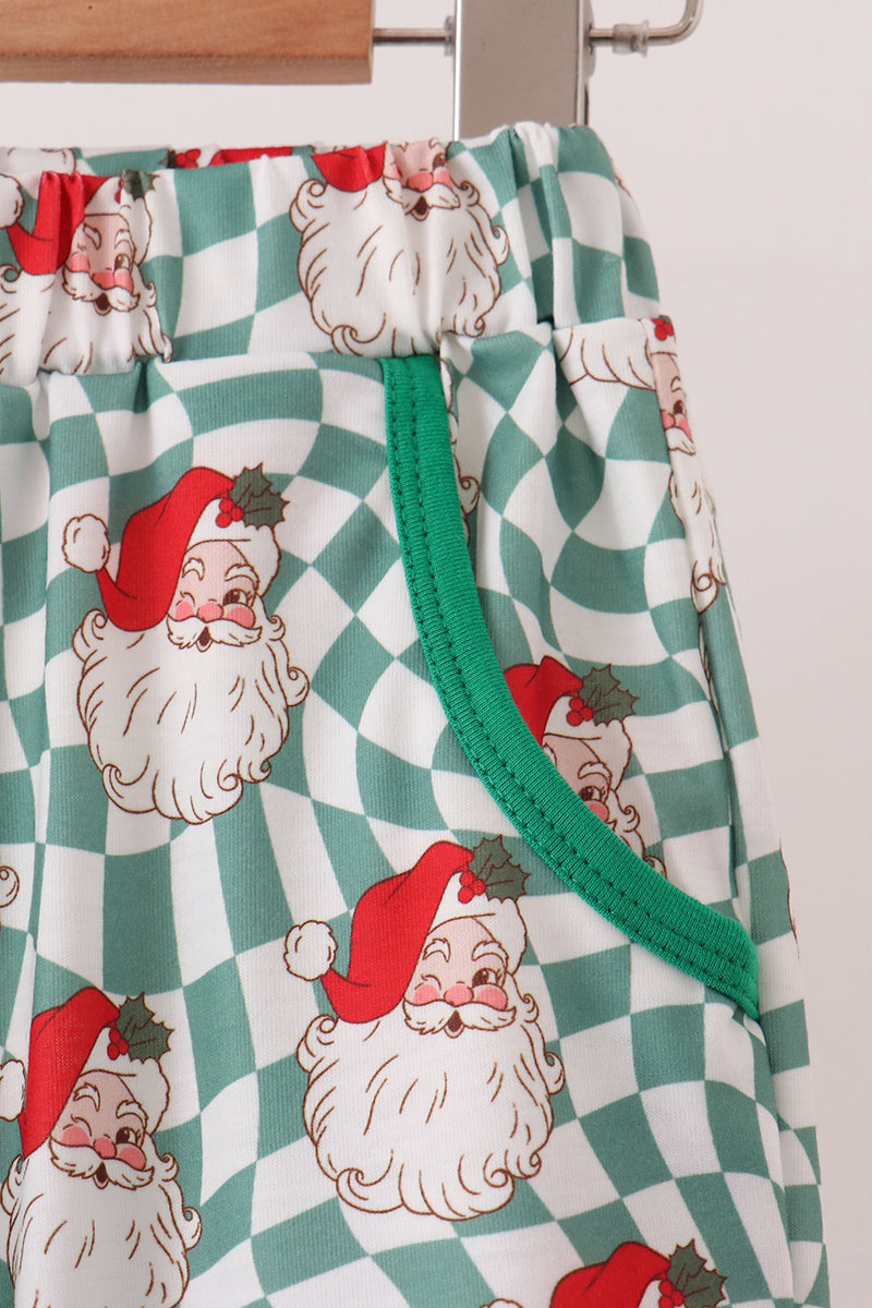 Green Santa French Knot Pants Set