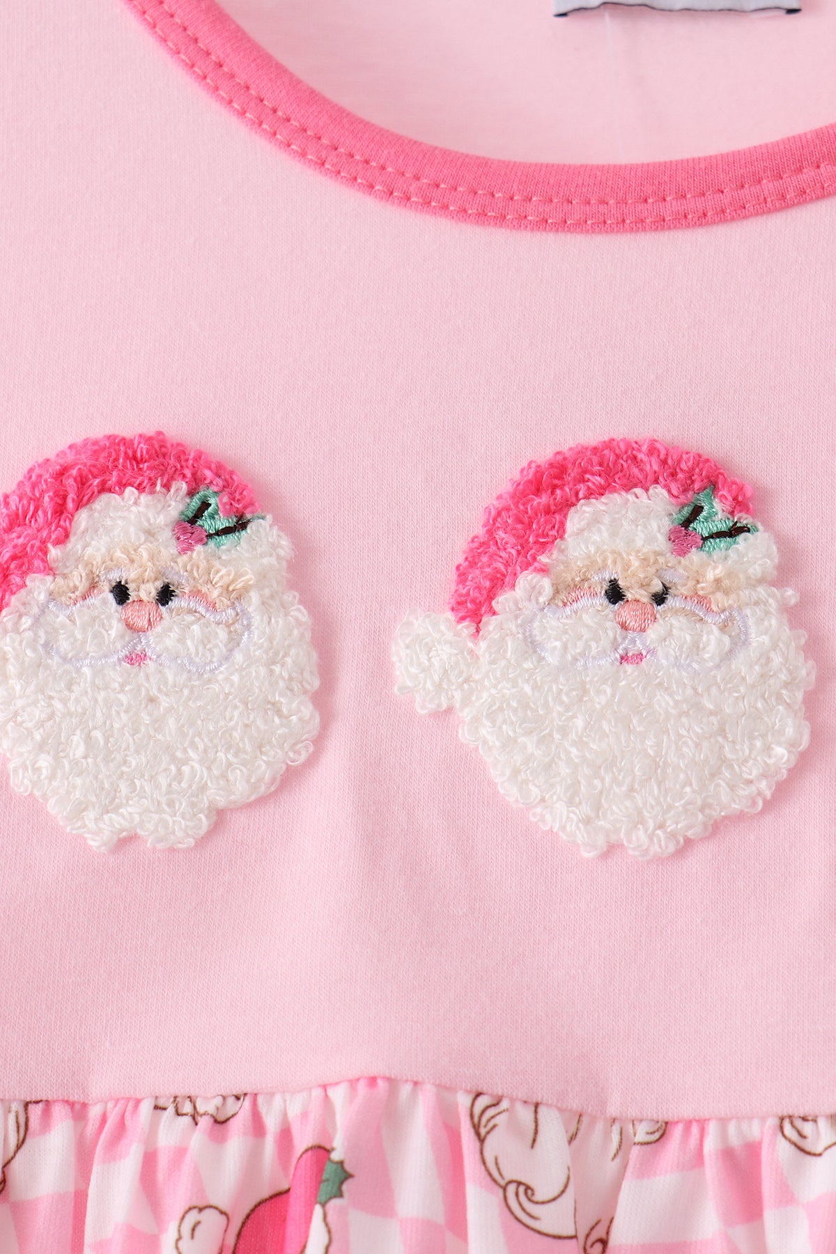 Pink Santa French Knot Bow Pants Set