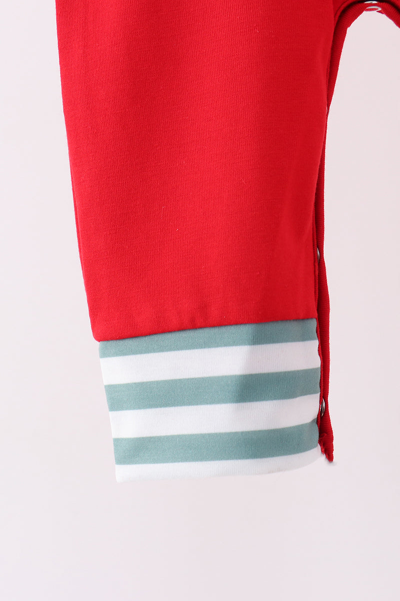 Red Christmas Tree Embroidery Romper