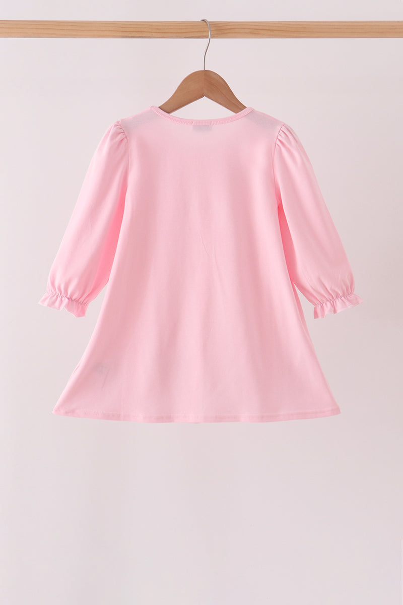 Pink Christmas Embroidery Dress