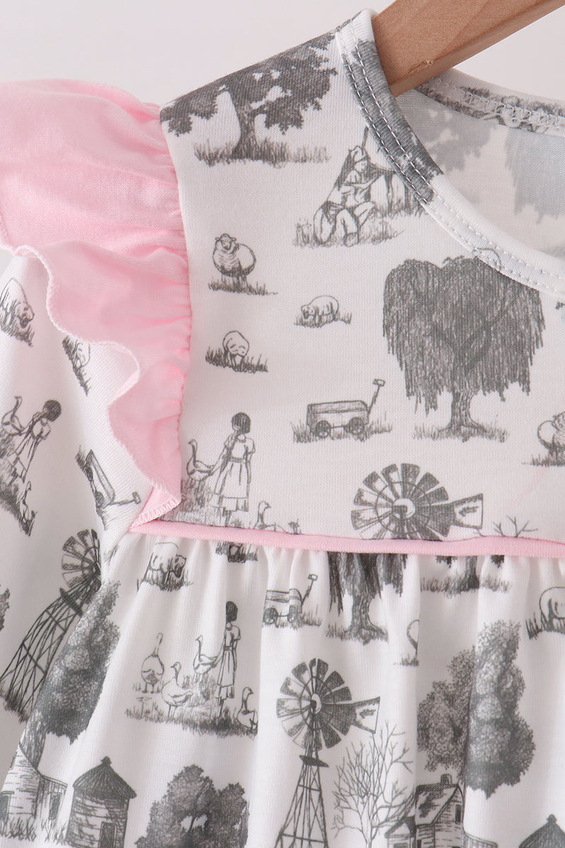 Pink Farm Ruffle Pants Set