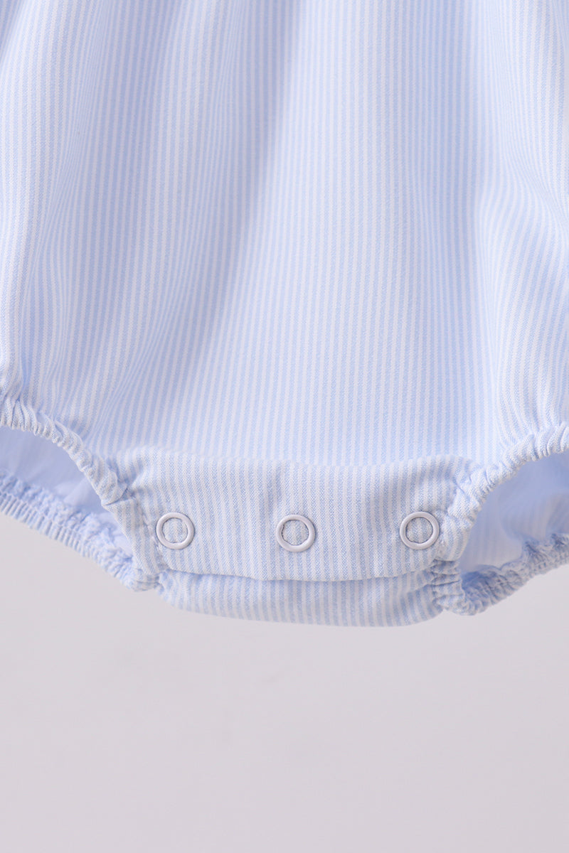 Blue duck embroidery stripe ruffle bubble