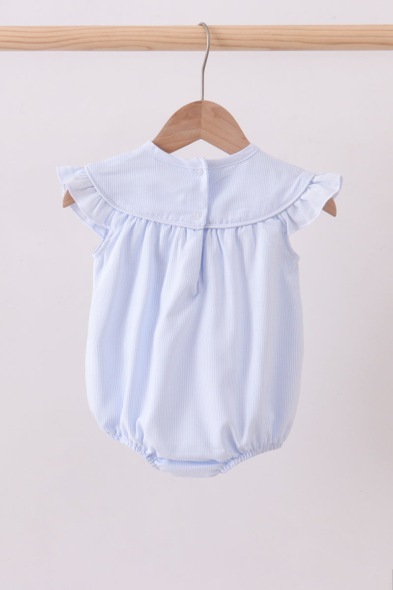 Blue duck embroidery stripe ruffle bubble