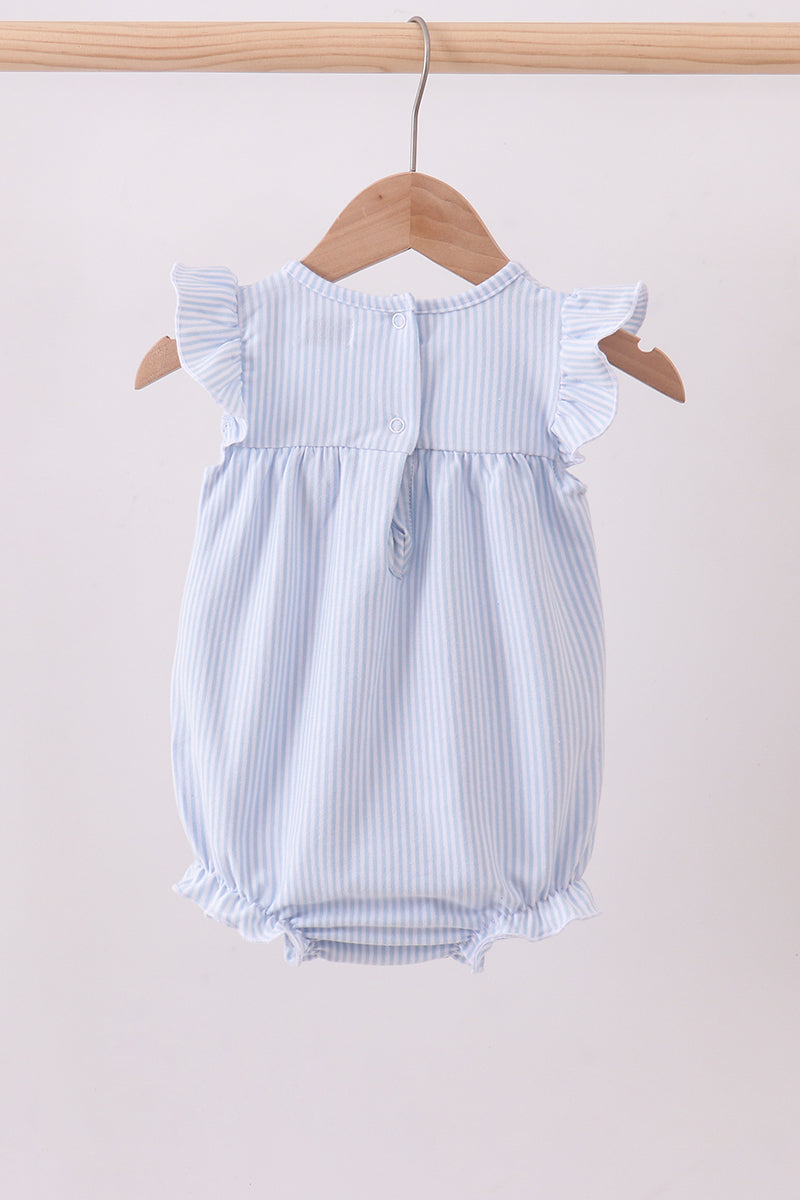Blue watermelon stripe ruffle bubble