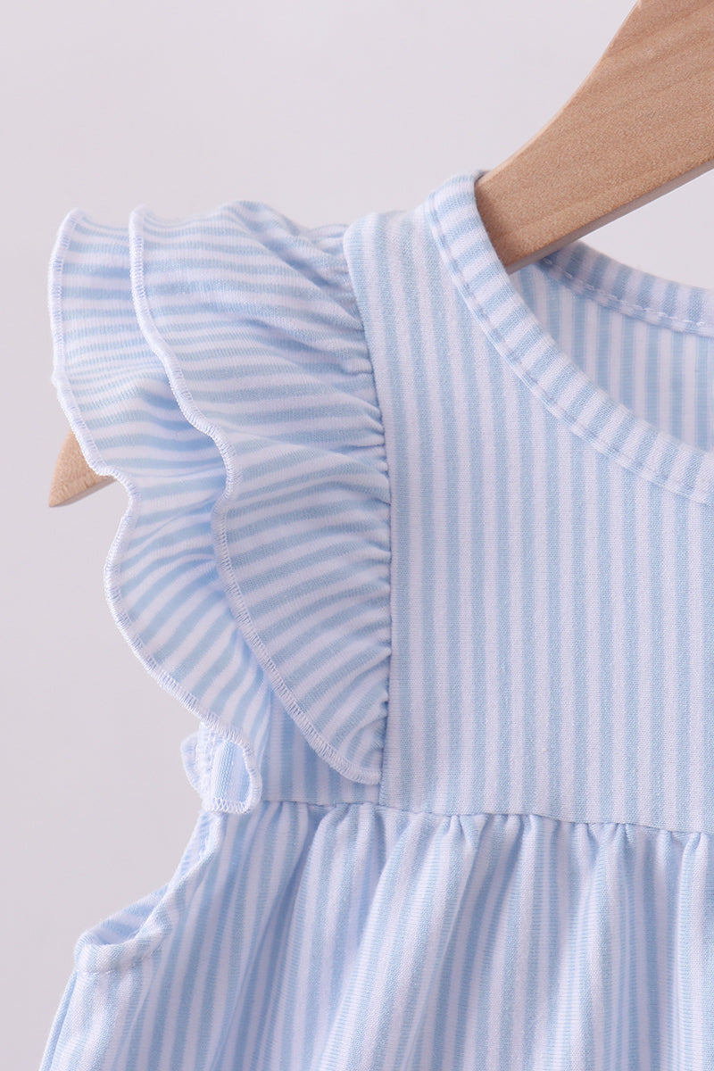 Blue watermelon stripe ruffle shorts set