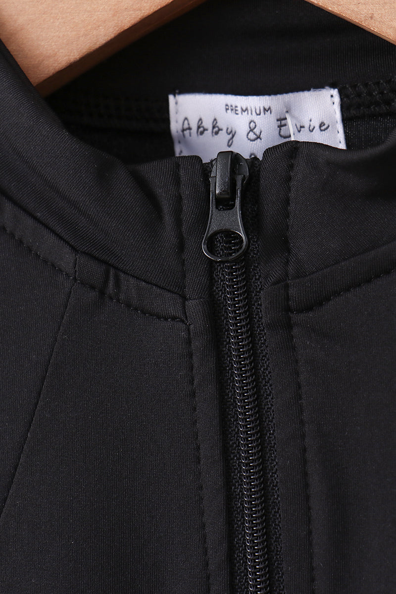 Black active flare pants set