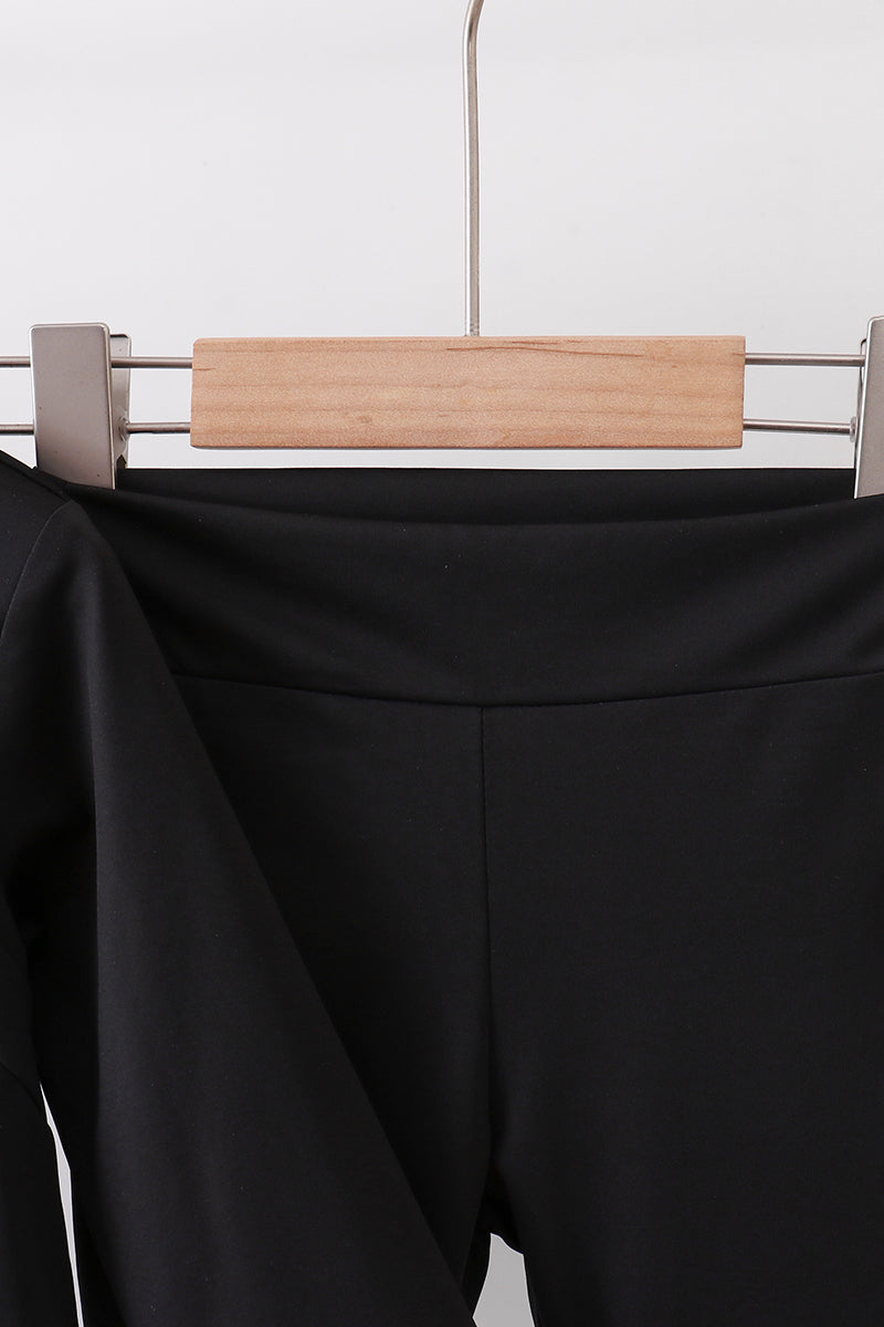 Black active flare pants set