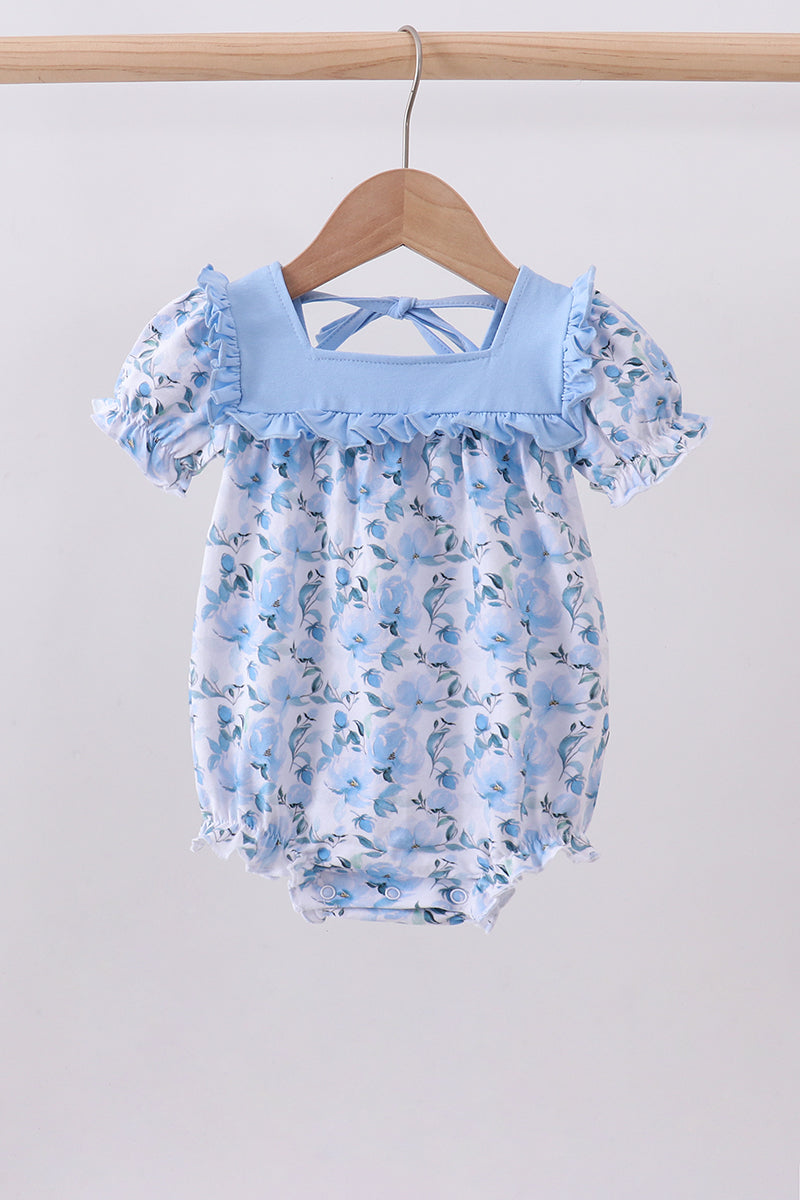 Blue floral ruffle bubble
