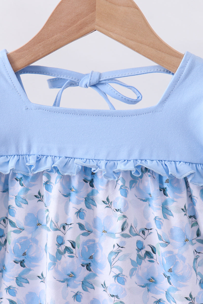 Blue floral ruffle bubble