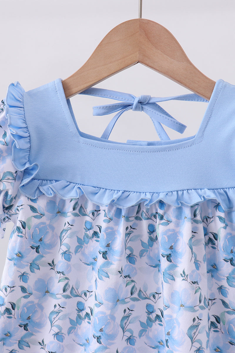 Blue floral ruffle dress
