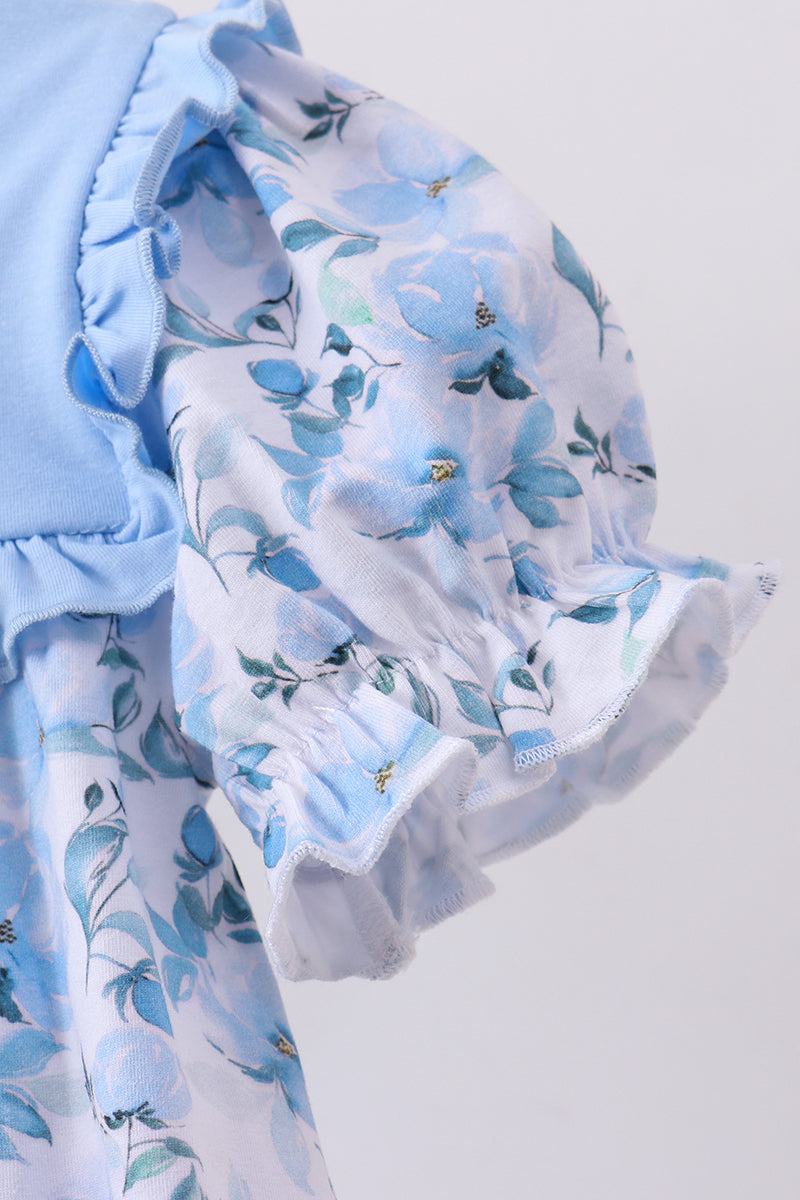 Blue floral ruffle dress