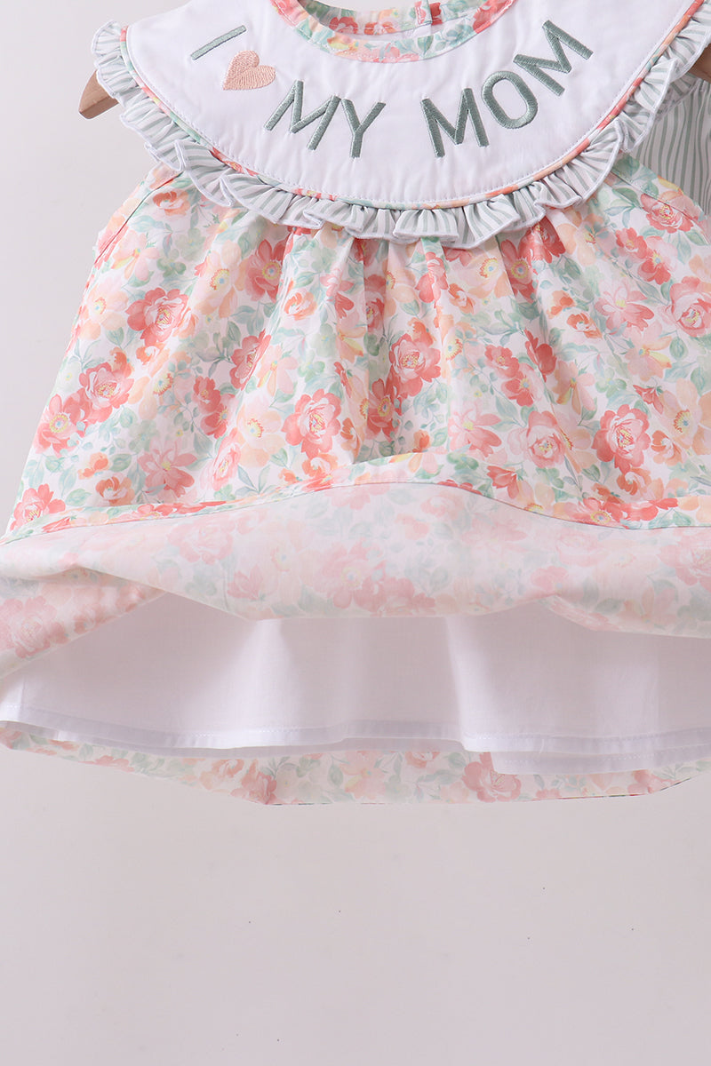 Floral I love my mom embroidery bloomer set