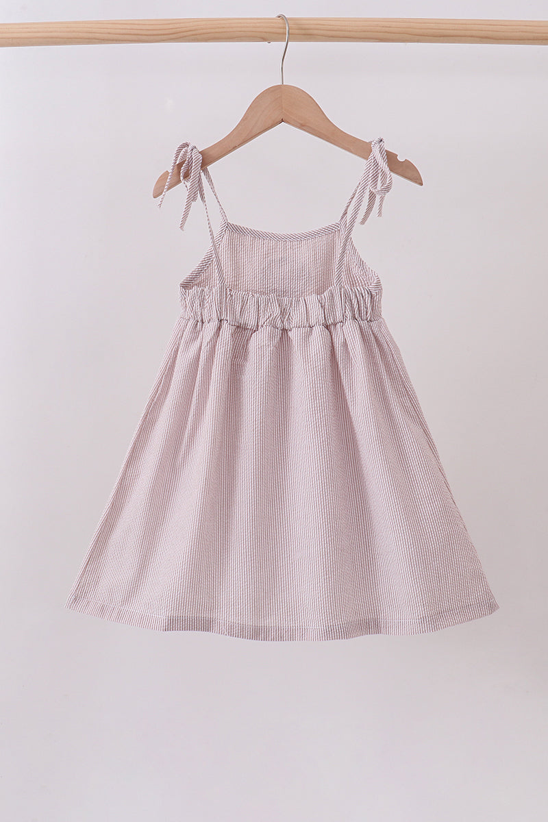 Latte stripe shell applique dress