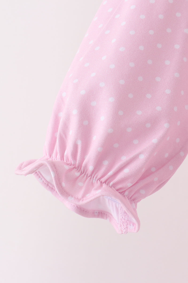 Pink christmas tree gingerbread embroidery pants set