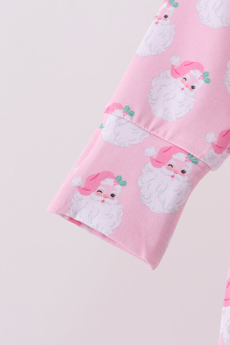 Pink christmas santa claus bamboo romper