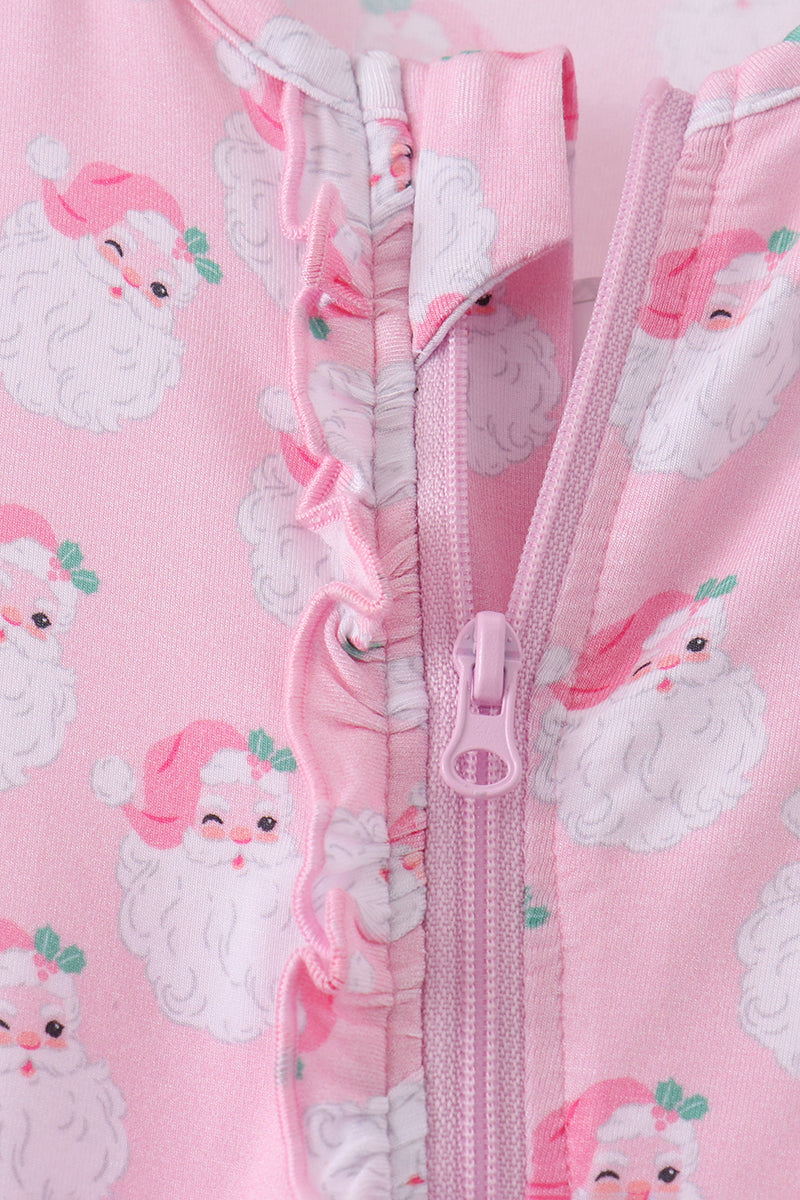 Pink christmas santa claus bamboo romper