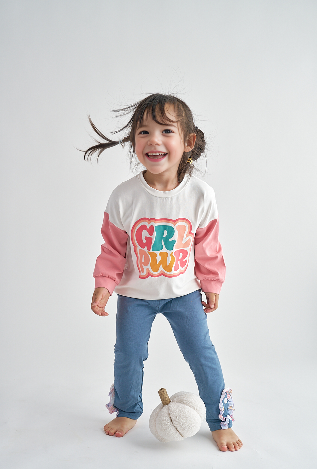 White GRL PWR girl sweatshirt