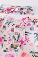 Pink floral print bamboo baby gown