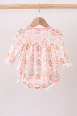 Pink gingerbread embroidery ruffle bubble