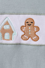 Blue gingerbread embroidery pants set