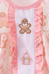 Pink gingerbread embroidery ruffle bloomer set