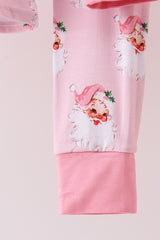 Pink santa claus bamboo pajama set
