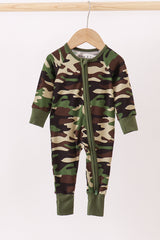Classic Camo bamboo zipper romper