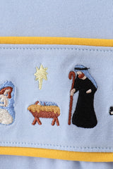 Blue nativity embroidery top