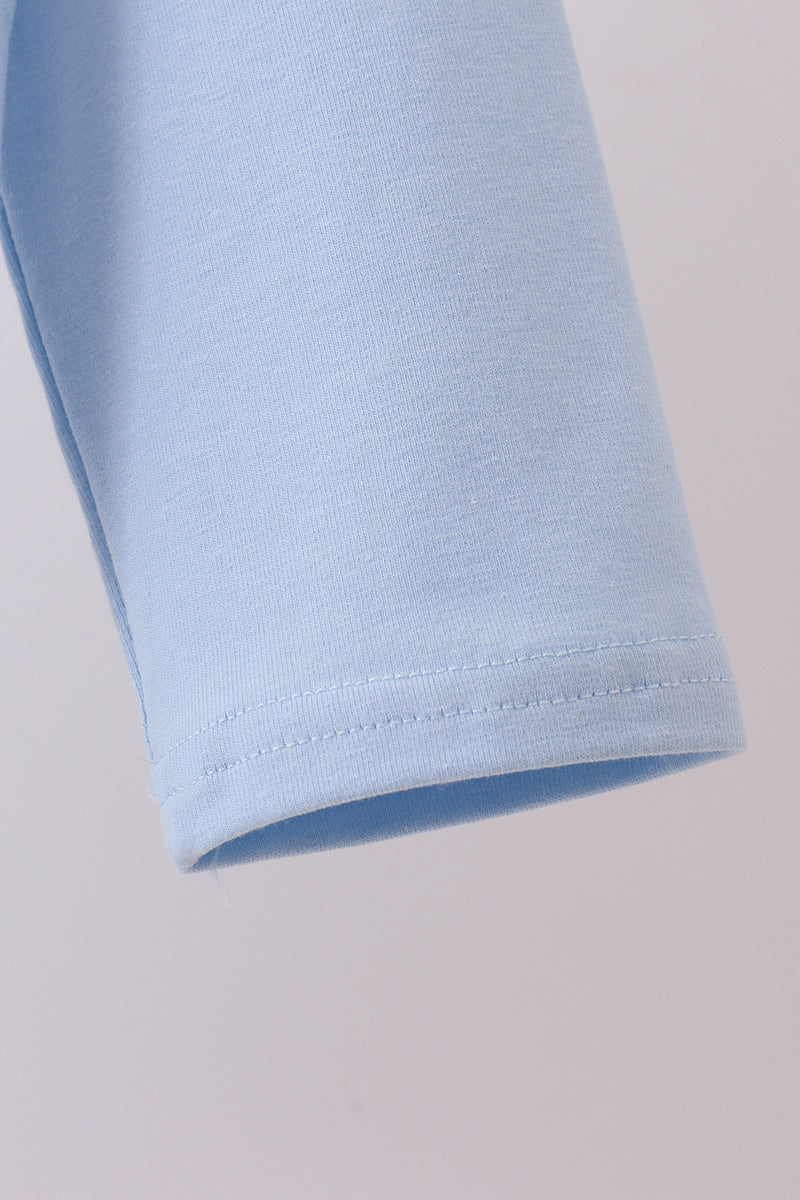 Blue nativity embroidery top