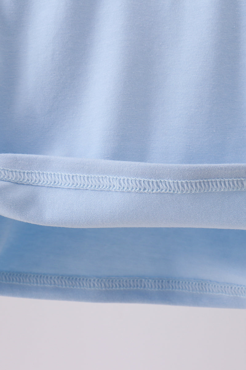 Blue nativity embroidery top