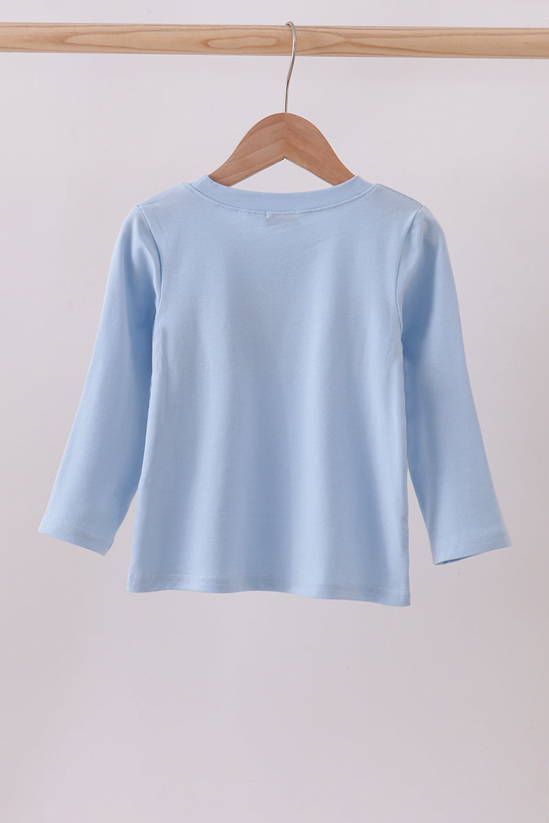 Blue nativity embroidery top
