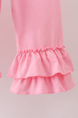Pink bow nutcracker ruffle pants set