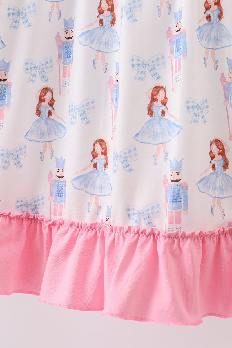 Pink bow nutcracker ruffle dress