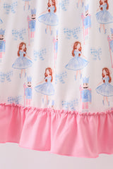 Pink bow nutcracker ruffle dress