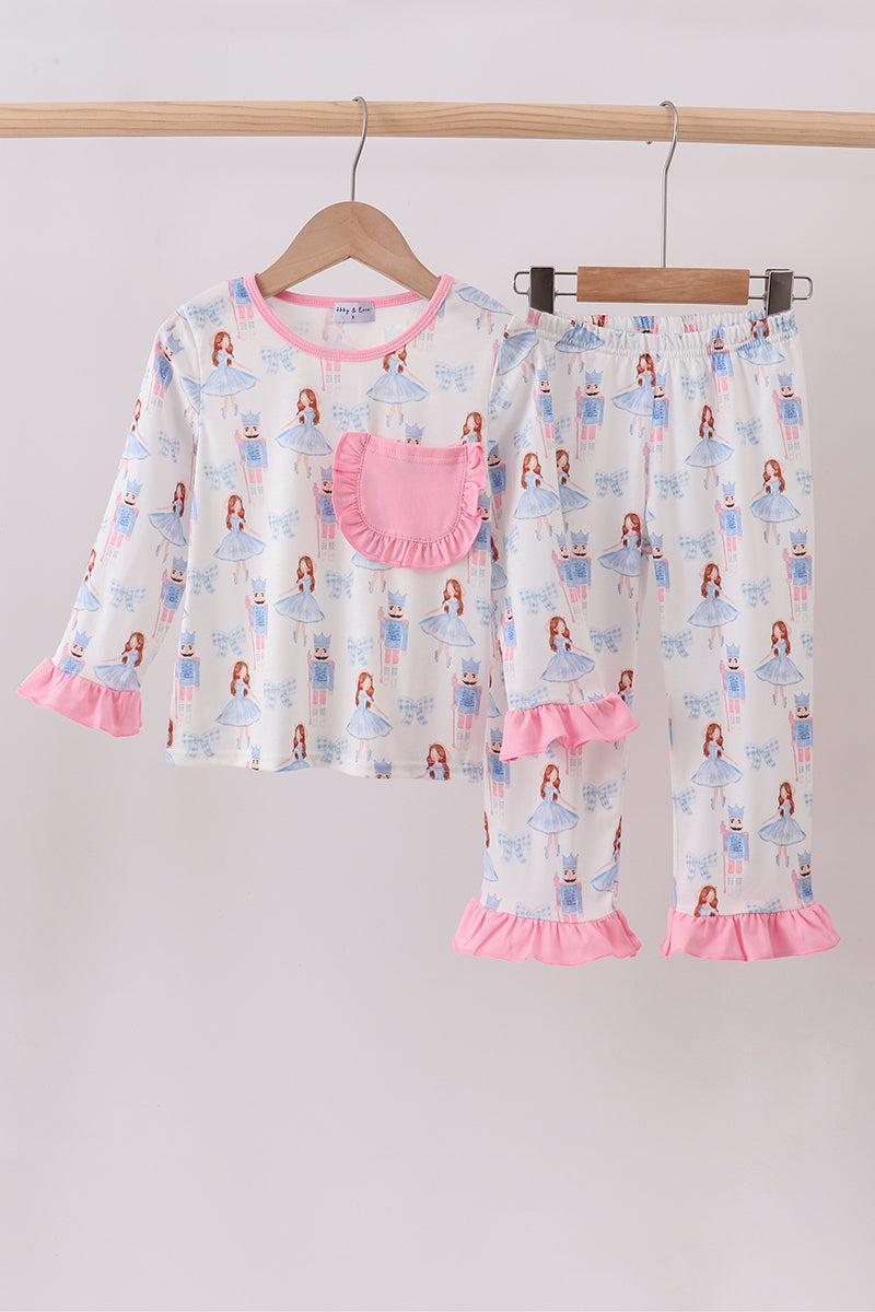 Pink bow nutcracker pants set