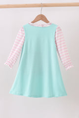 Blue gingerbread applique ruffle dress