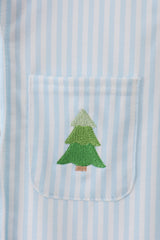 Christmas tree embroidery button down shirt