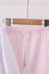 Pink christmas tree embroidery pants set
