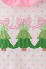 Pink christmas tree embroidery ruffle bubble