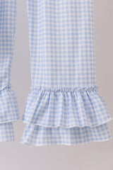 Blue santa claus embroidery ruffle pants set