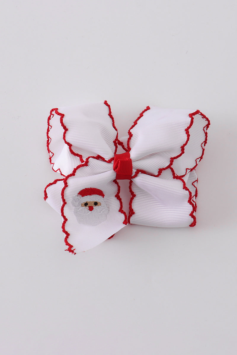 Santa embroidery hair bow