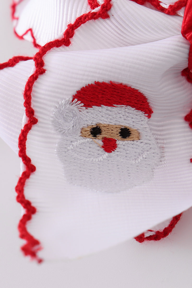 Santa embroidery hair bow