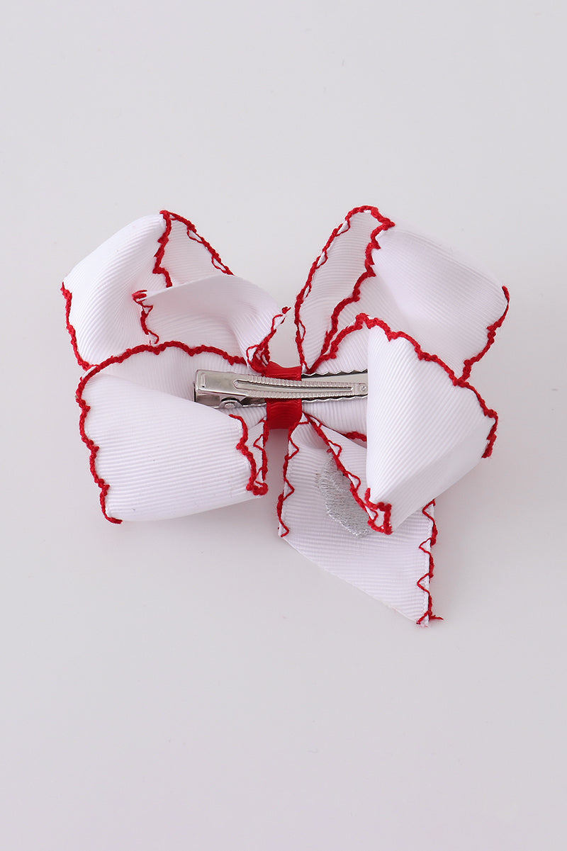 Santa embroidery hair bow