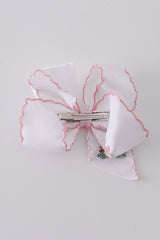 Christmas tree embroidery hair bow