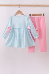 Blue bear french knot pants set