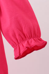 Pink bear embroidery bow bubble