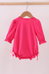 Pink bear embroidery bow bubble