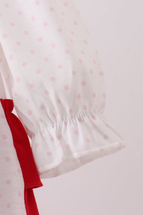 White puppy embroidery ruffle bubble