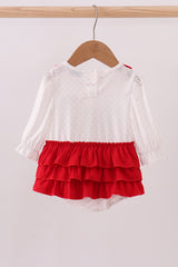 White puppy embroidery ruffle bubble